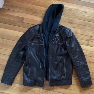 Guess motorcycle detachable hood jacket- Large